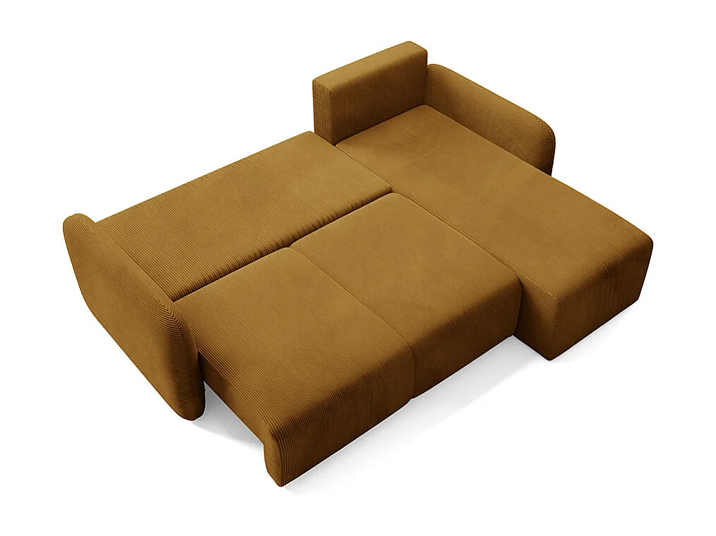 Canapé d'angle réversible et convertible 3 places avec coffre Dora Marron