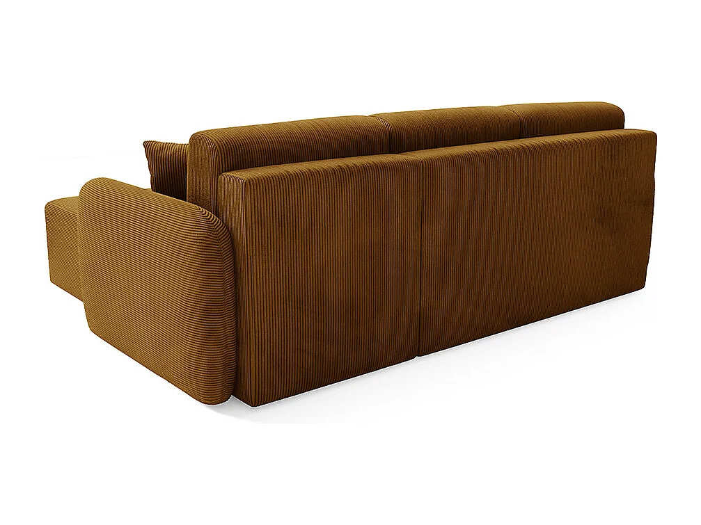 Canapé d'angle réversible et convertible 3 places avec coffre Dora Marron