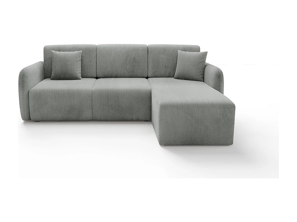 Canapé d'angle réversible et convertible 3 places avec coffre Dora Gris clair