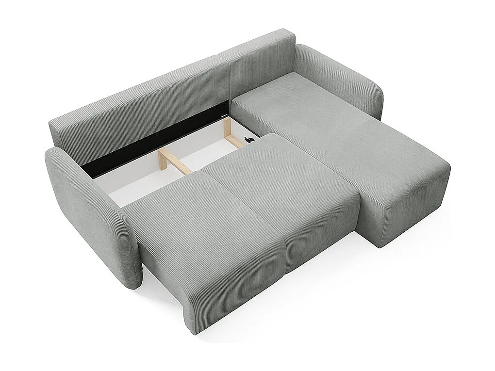 Canapé d'angle réversible et convertible 3 places avec coffre Dora Gris clair