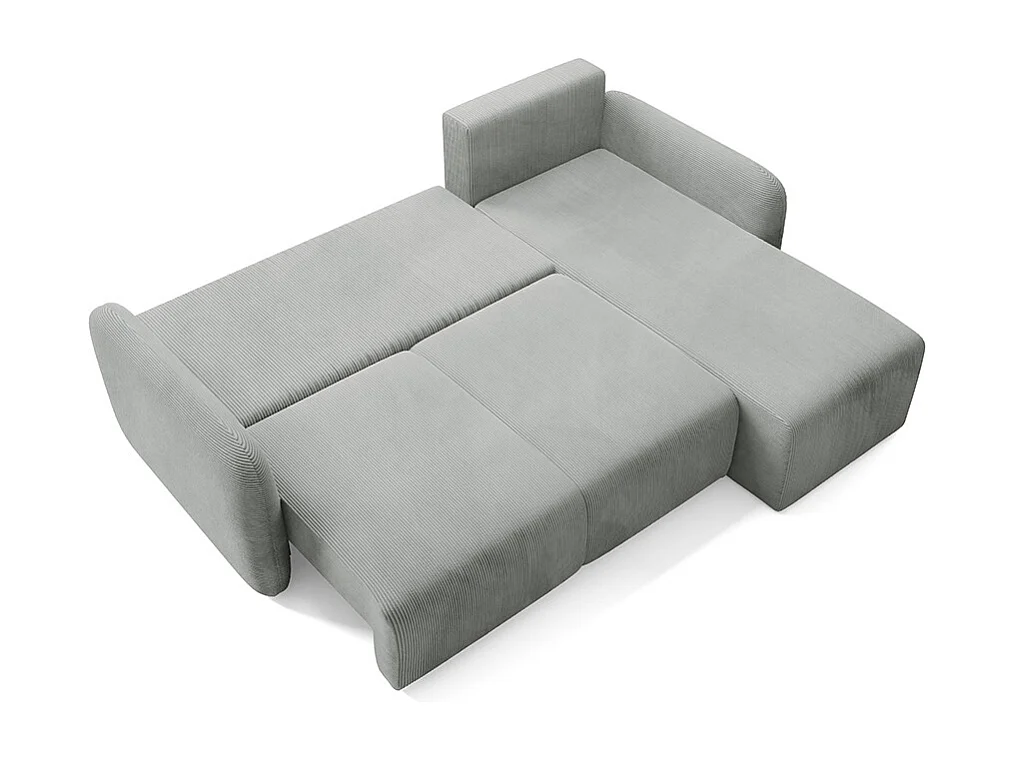 Canapé d'angle réversible et convertible 3 places avec coffre Dora Gris clair
