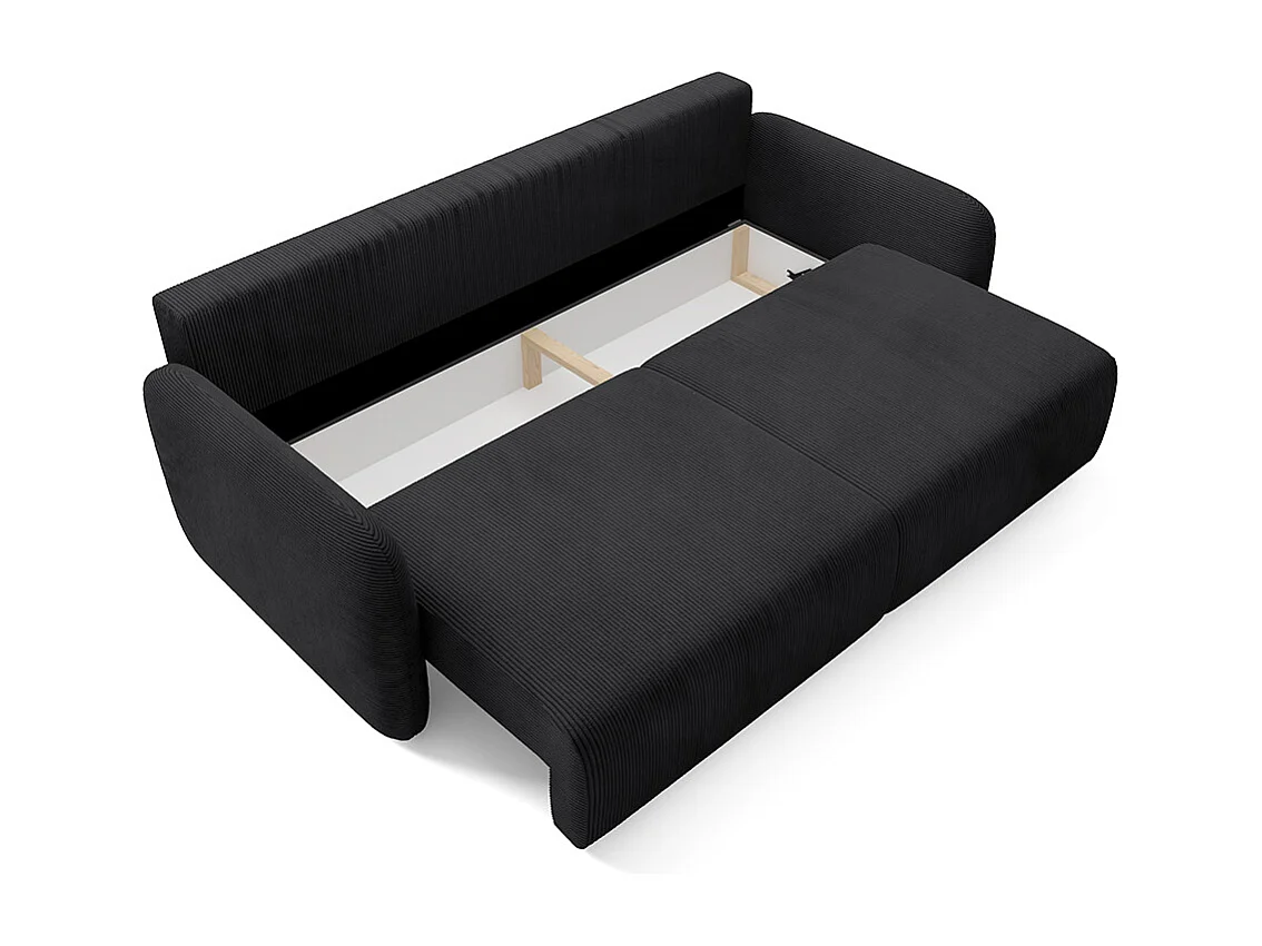 Canapé convertible 3 places avec coffre Dora Noir