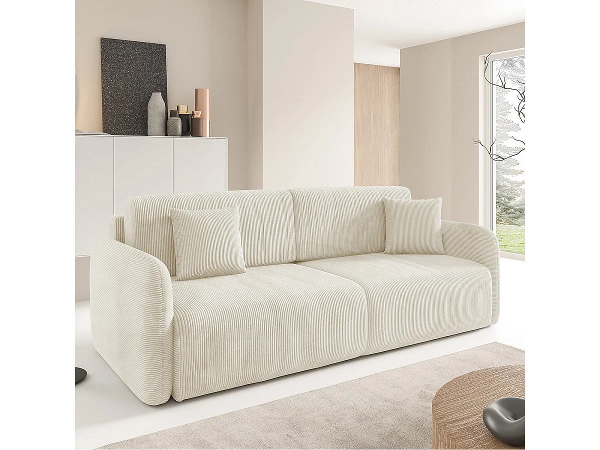 Canapé convertible 3 places avec coffre Dora Beige