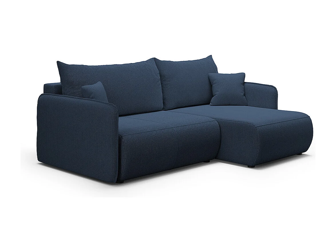 Canapé d'angle réversible et convertible 3 places avec coffre Claudio Bleu foncé