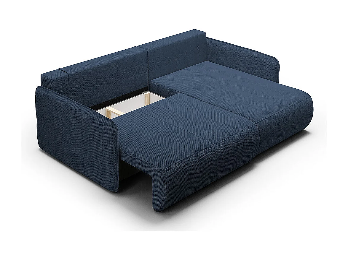 Canapé d'angle réversible et convertible 3 places avec coffre Claudio Bleu foncé