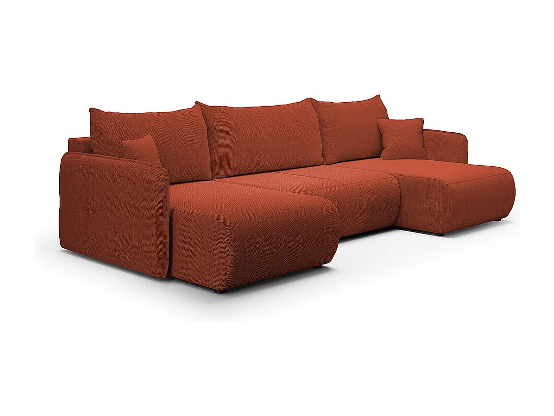 Canapé U 5 places convertible coffre Claudio Bordeaux