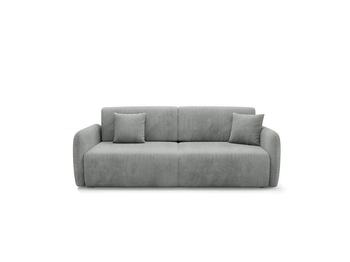 3-sitsig bäddsoffa med förvaringsutrymme, modell Dora, ljusgrå