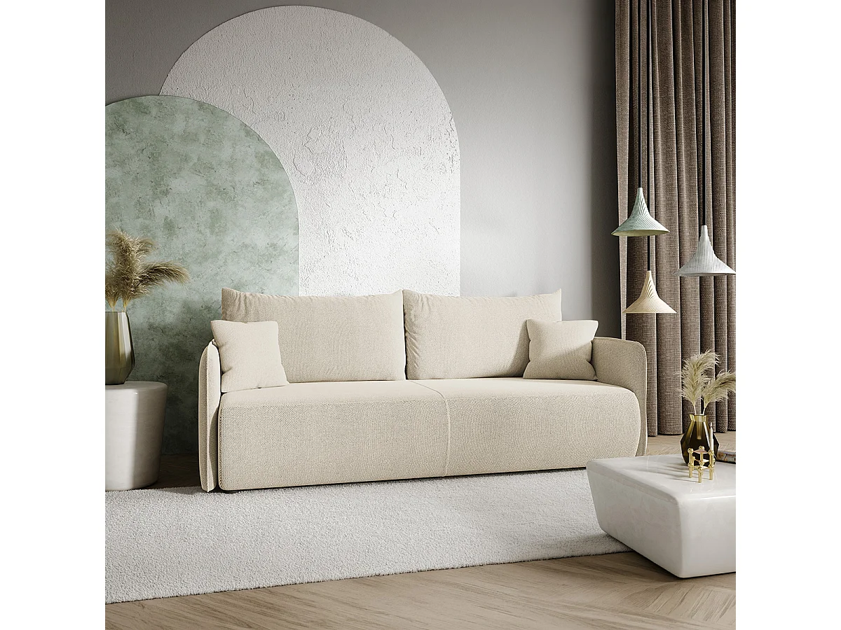 Canapé convertible 3 places avec coffre Claudio Beige