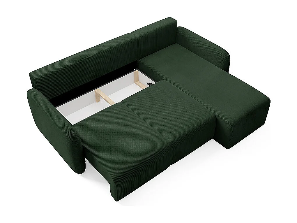 Canapé d'angle réversible et convertible 3 places avec coffre Dora Vert Sapin