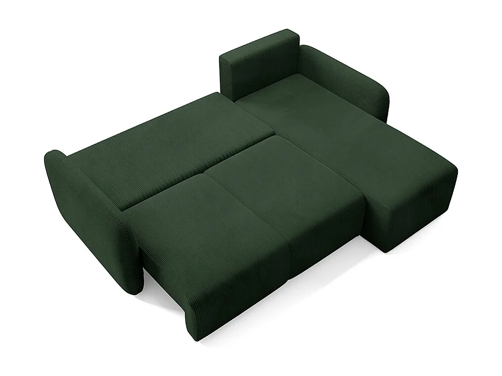 Canapé d'angle réversible et convertible 3 places avec coffre Dora Vert Sapin