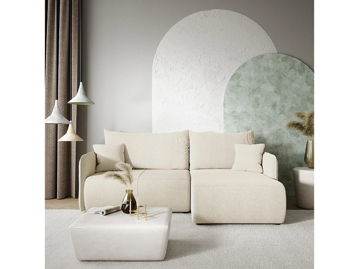 Canapé d'angle réversible et convertible 3 places avec coffre Claudio Beige