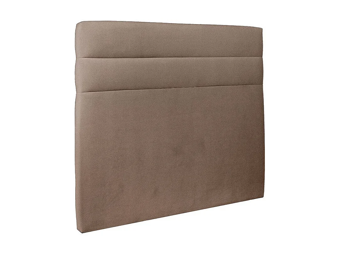Lit 140x190cm avec tête de lit lignes velours et sommier kit taupe - Hauteur totale : 29cm