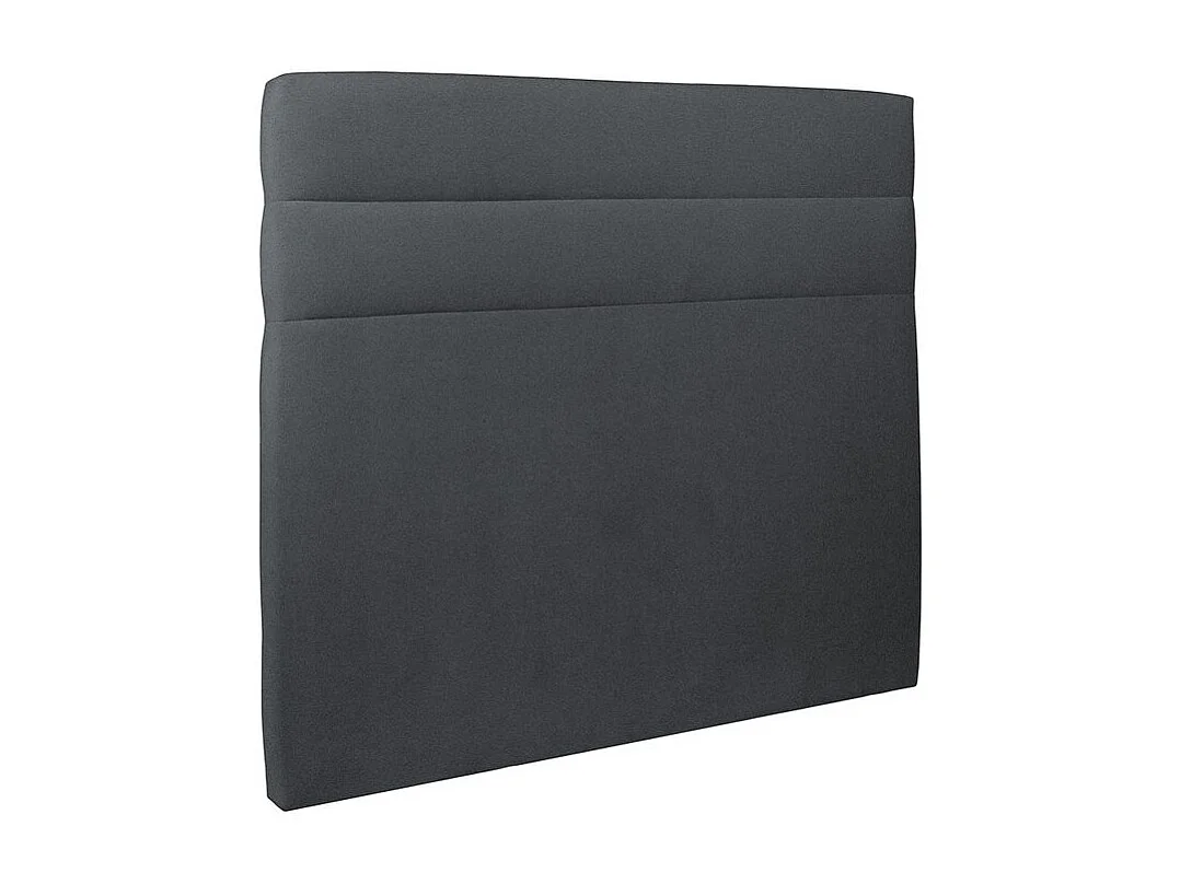 Lit 140x190cm avec tête de lit lignes velours et sommier kit gris anthracite - Hauteur totale : 29cm