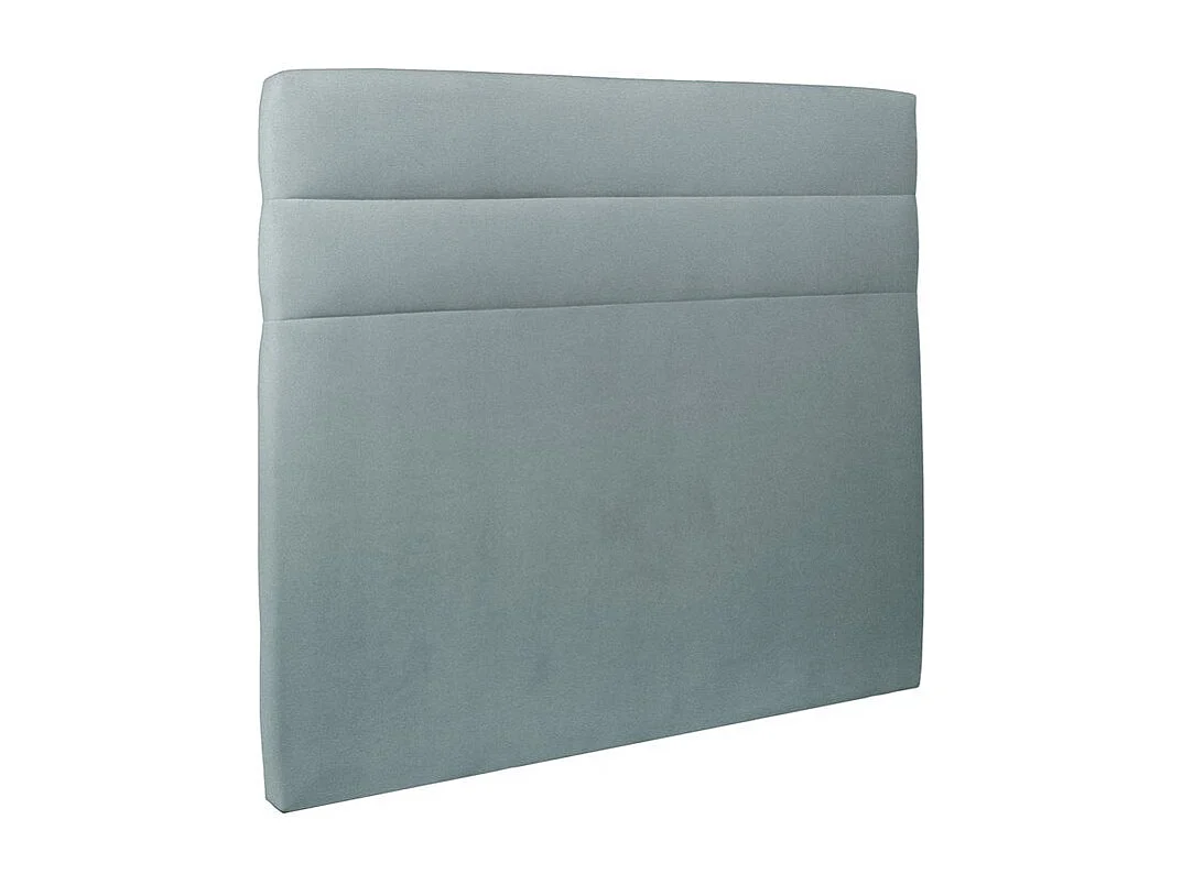 Lit 140x190cm avec tête de lit lignes velours et sommier kit Gris bleuté - Hauteur totale : 29cm