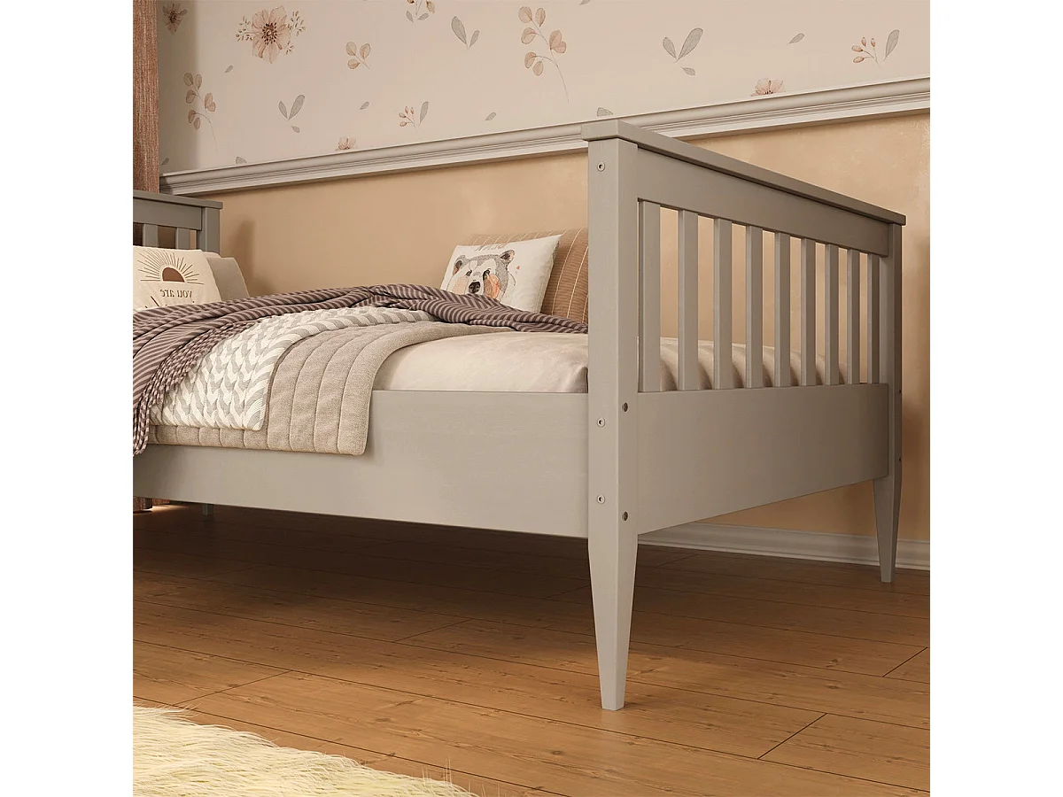 Ignas grijs 90x200 bed met lattenbodem