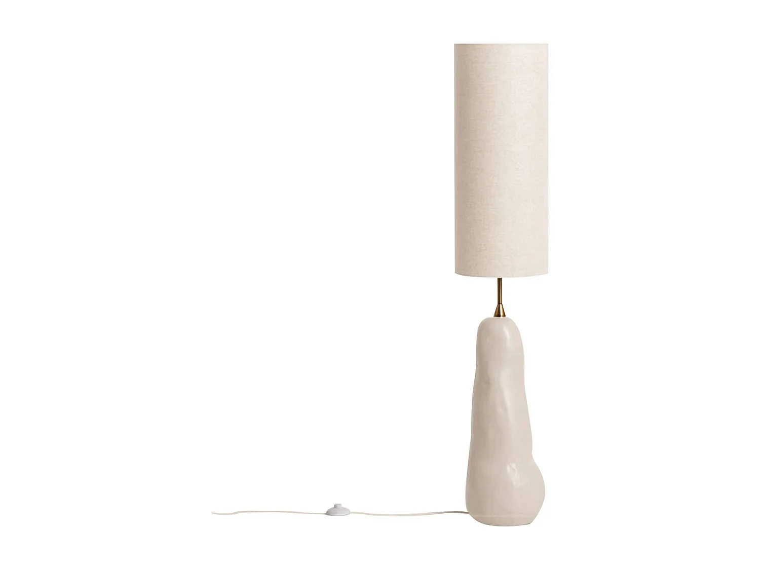 Lámpara de pie interior cerámica y tela, ø27cm pardo