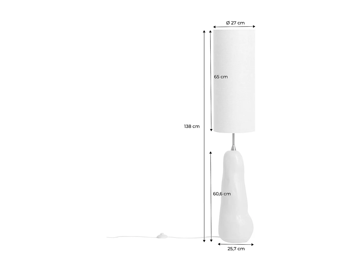 Lámpara de pie interior cerámica y tela, ø27cm pardo