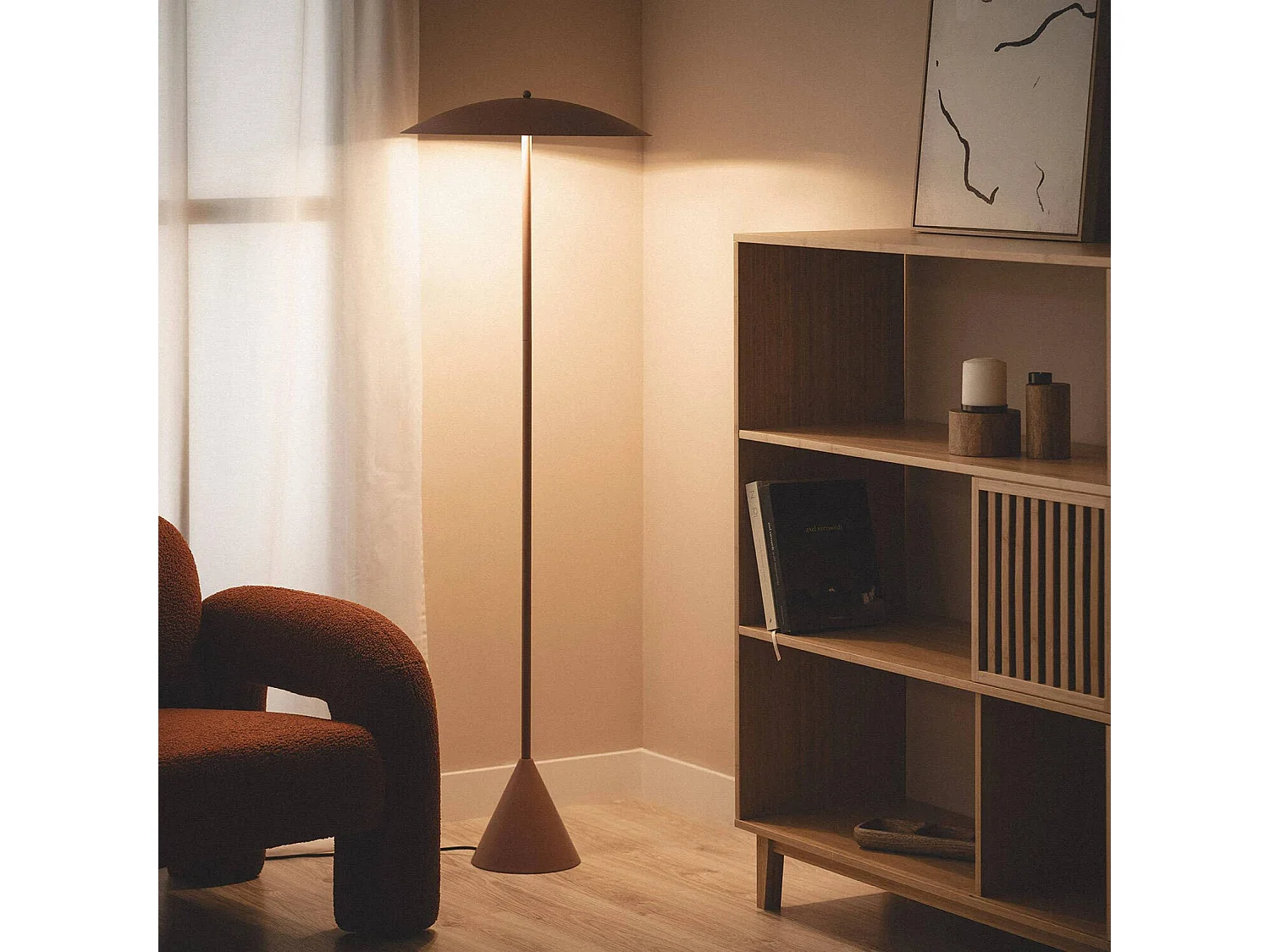 Lampadaire intérieur métal Ø50cm marron - Lyse