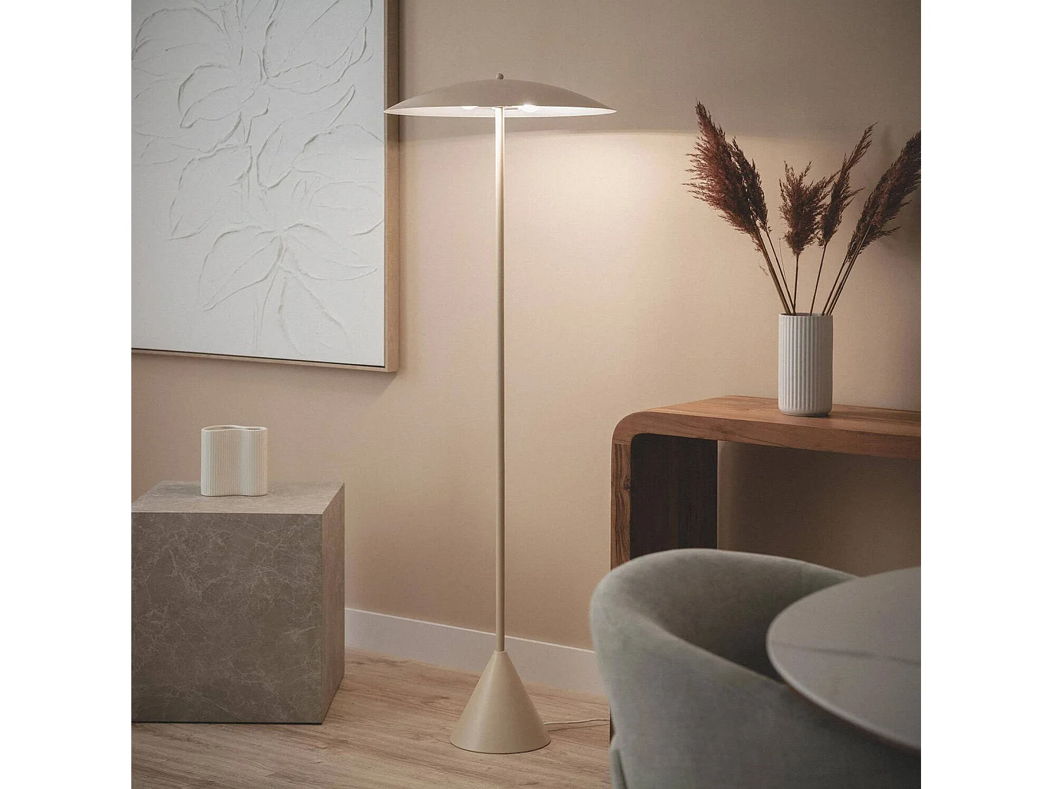 Lampadaire intérieur métal Ø50cm beige - Lyse