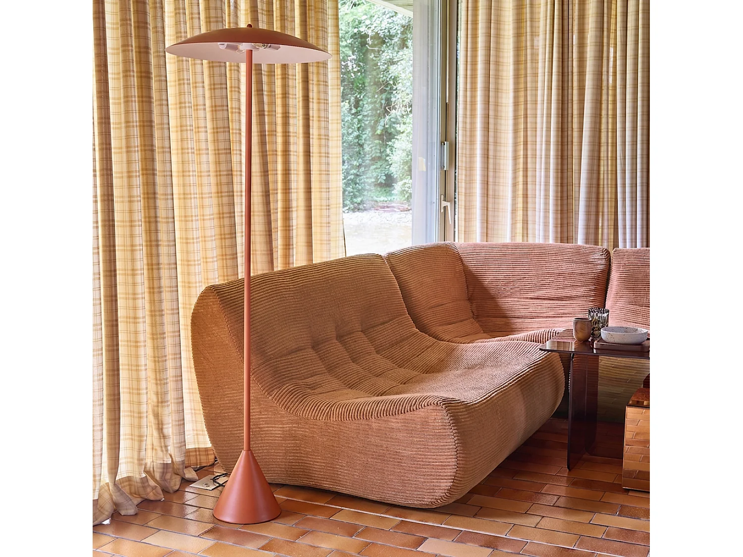 Lampada da terra per interni in metallo, ø50cm, terracotta