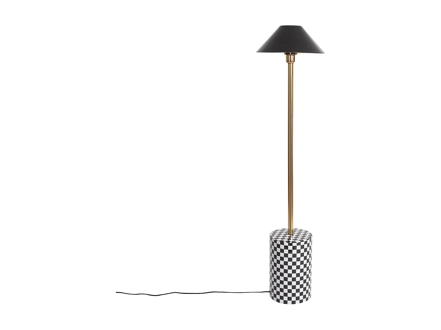 Lampadaire intérieur métal et pied damier noir - Oris
