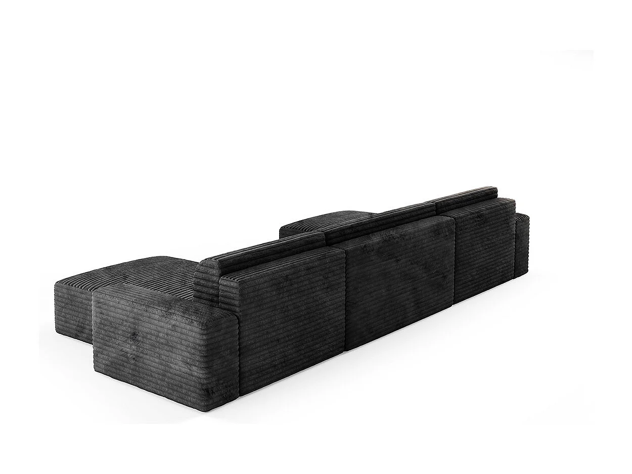 Canapé U 5 places convertible coffre Fabio Noir