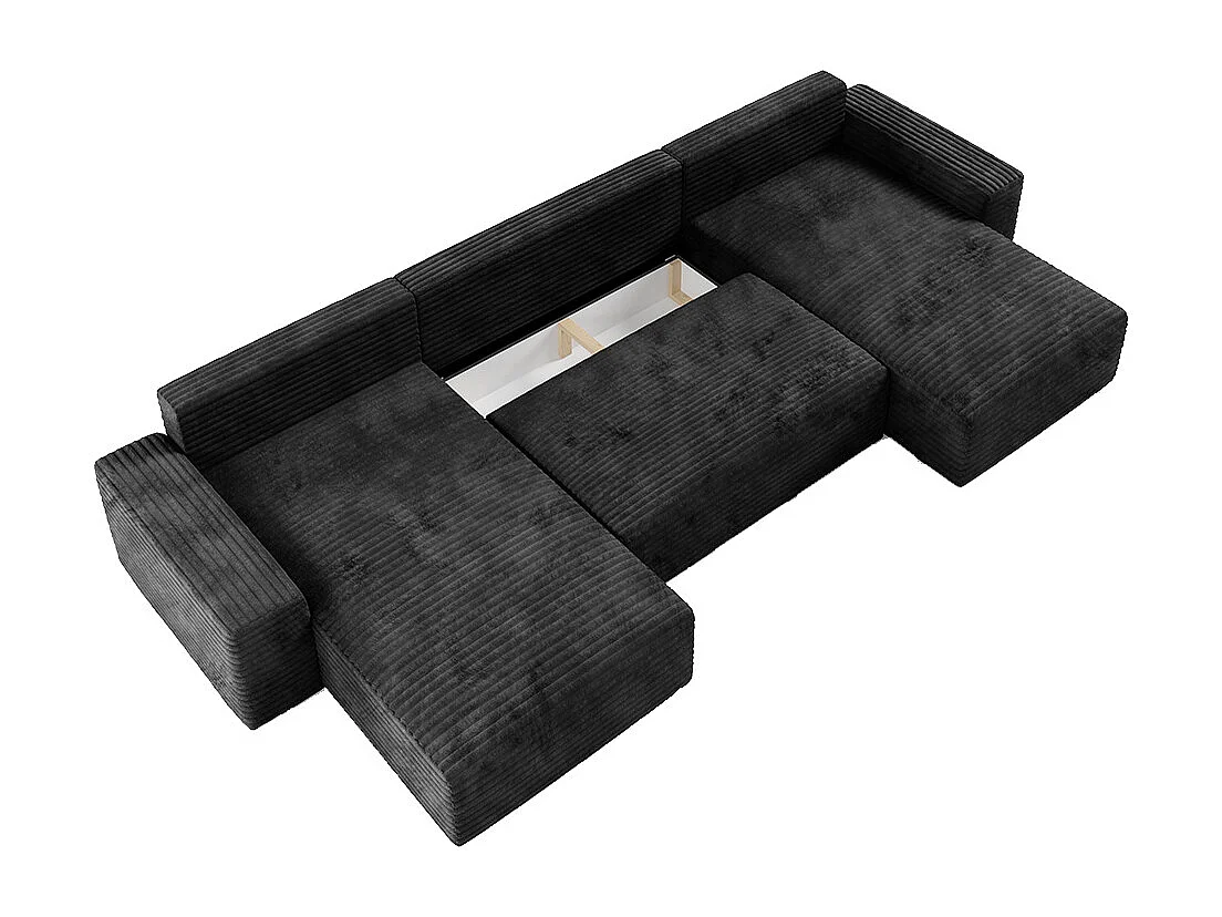 Canapé U 5 places convertible coffre Fabio Noir