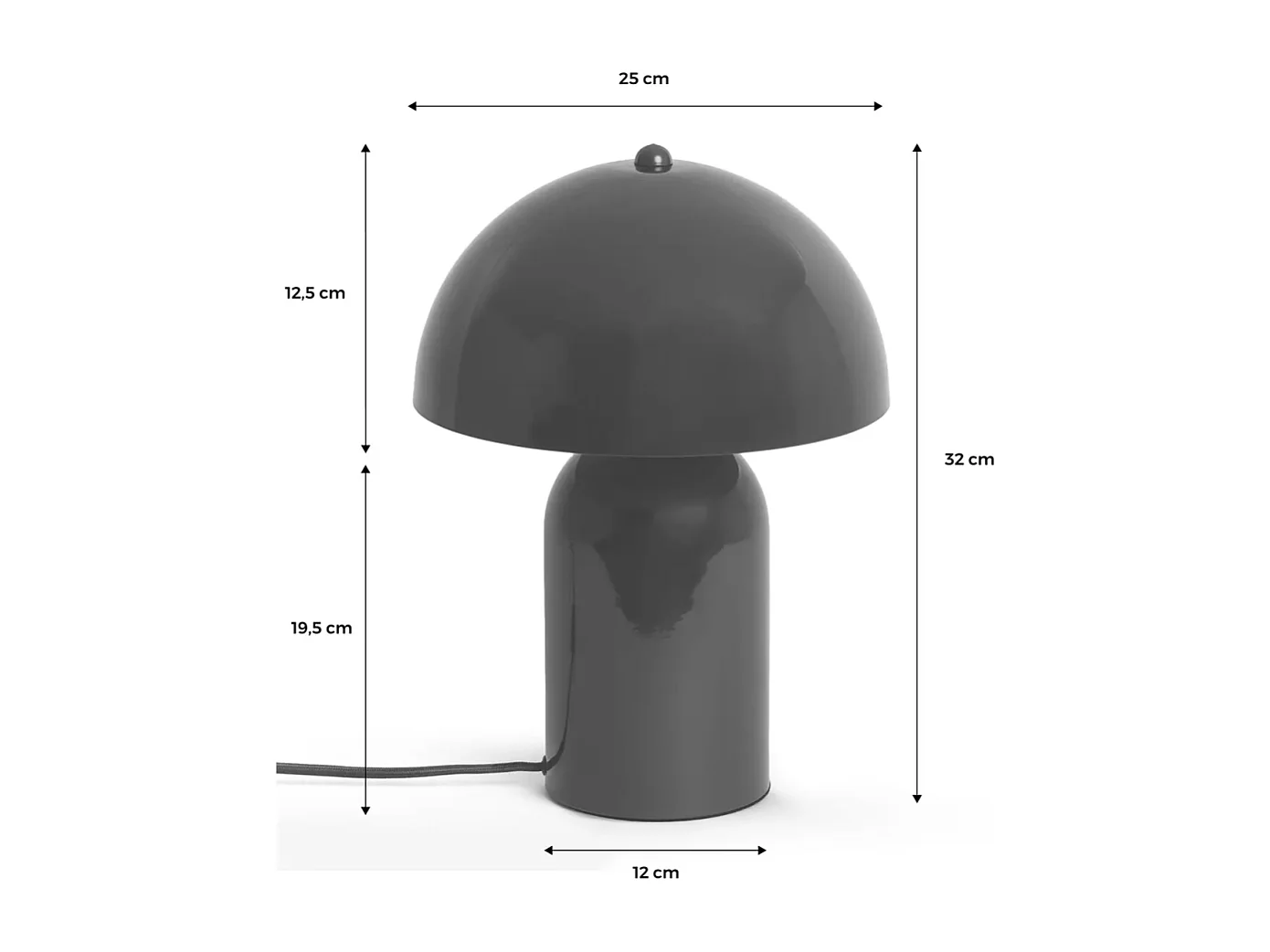 Lámpara de mesa interior metal, 25cm verde kaki