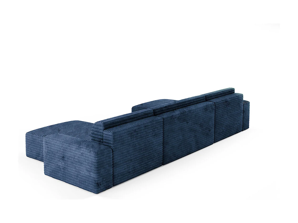 Canapé U 5 places convertible coffre Fabio Bleu foncé