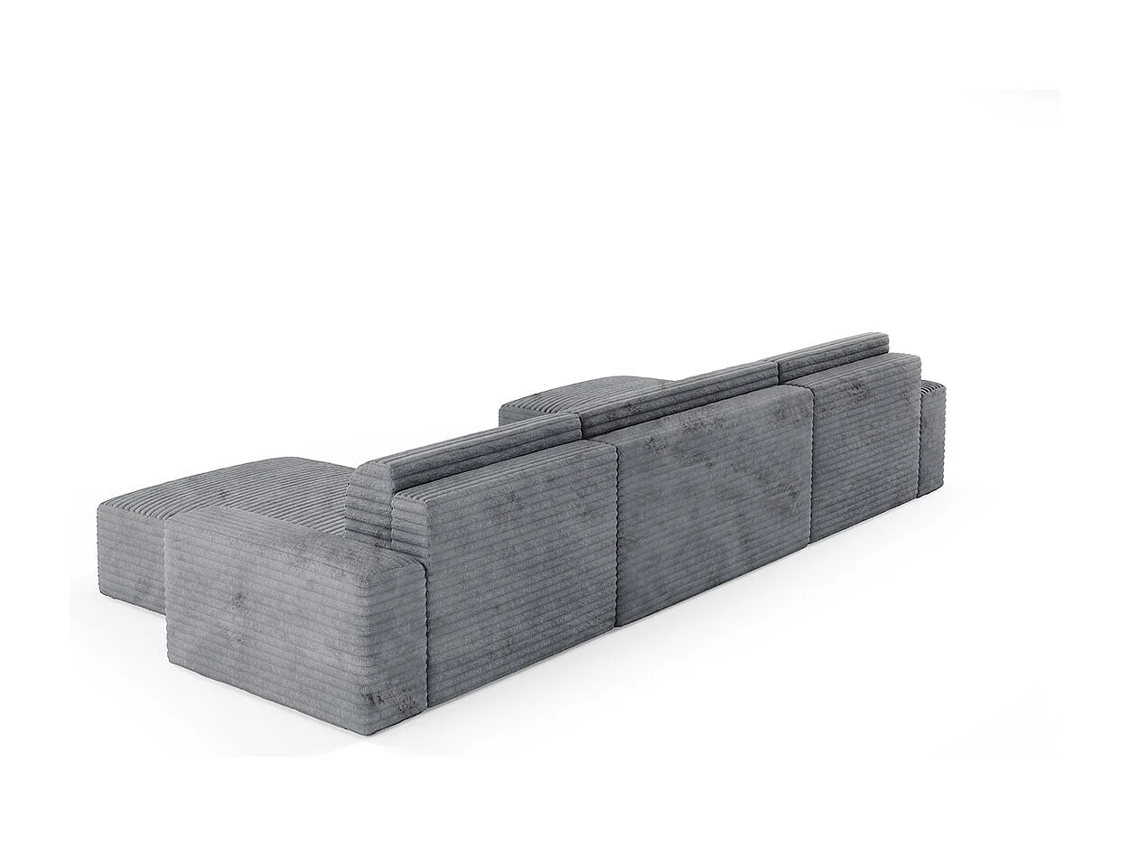 Canapé U 5 places convertible coffre Fabio Gris