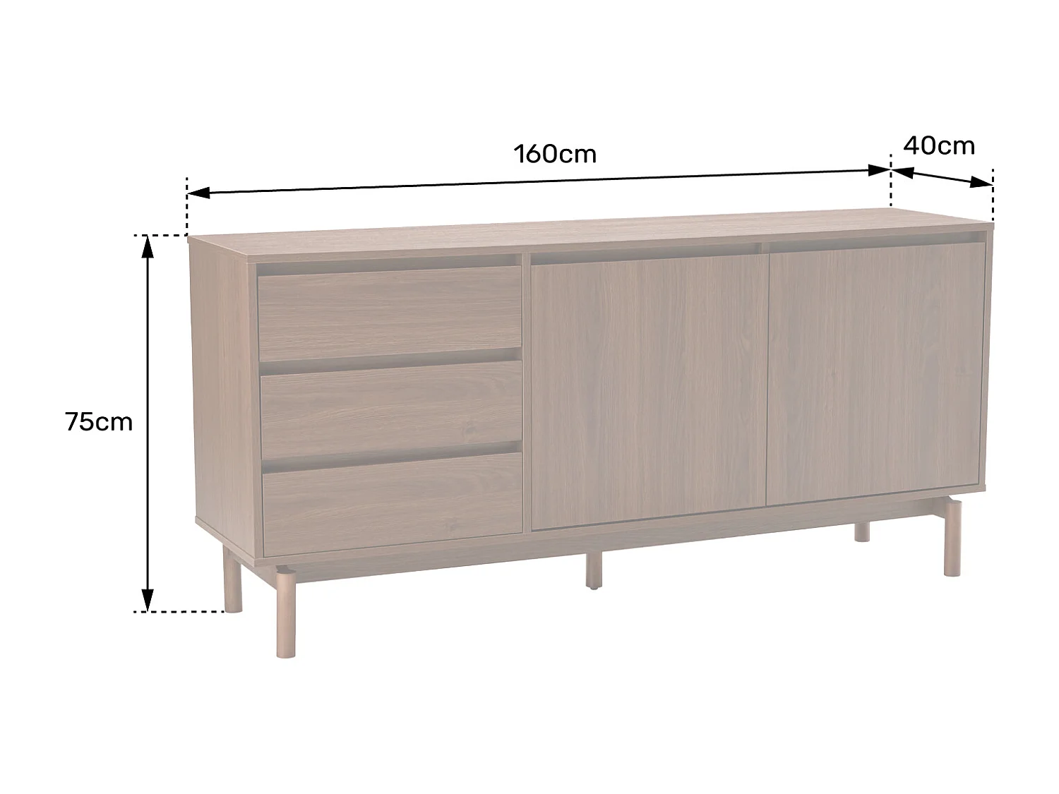 Houten buffet 160cm SARAH