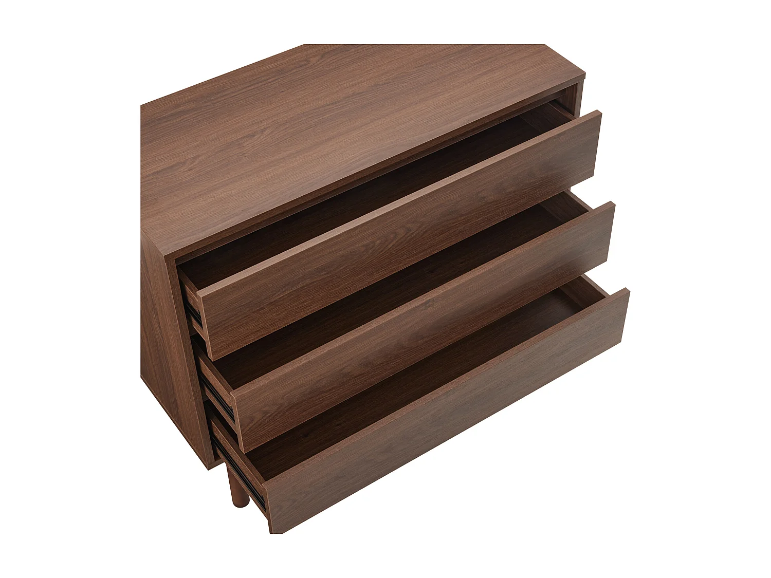 Dunkle Holzkommode mit 3 Schubladen SARAH