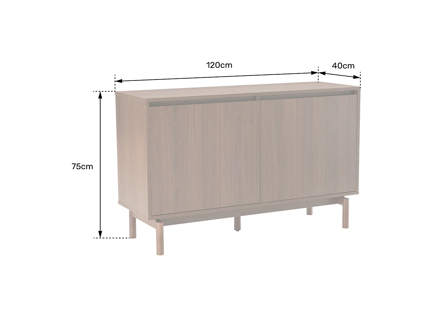 Buffet en bois foncé 120cm SARAH - HAPPY GARDEN