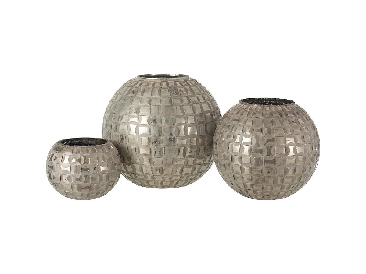 Photophore Déco en Verre "Alara" 29cm Gris