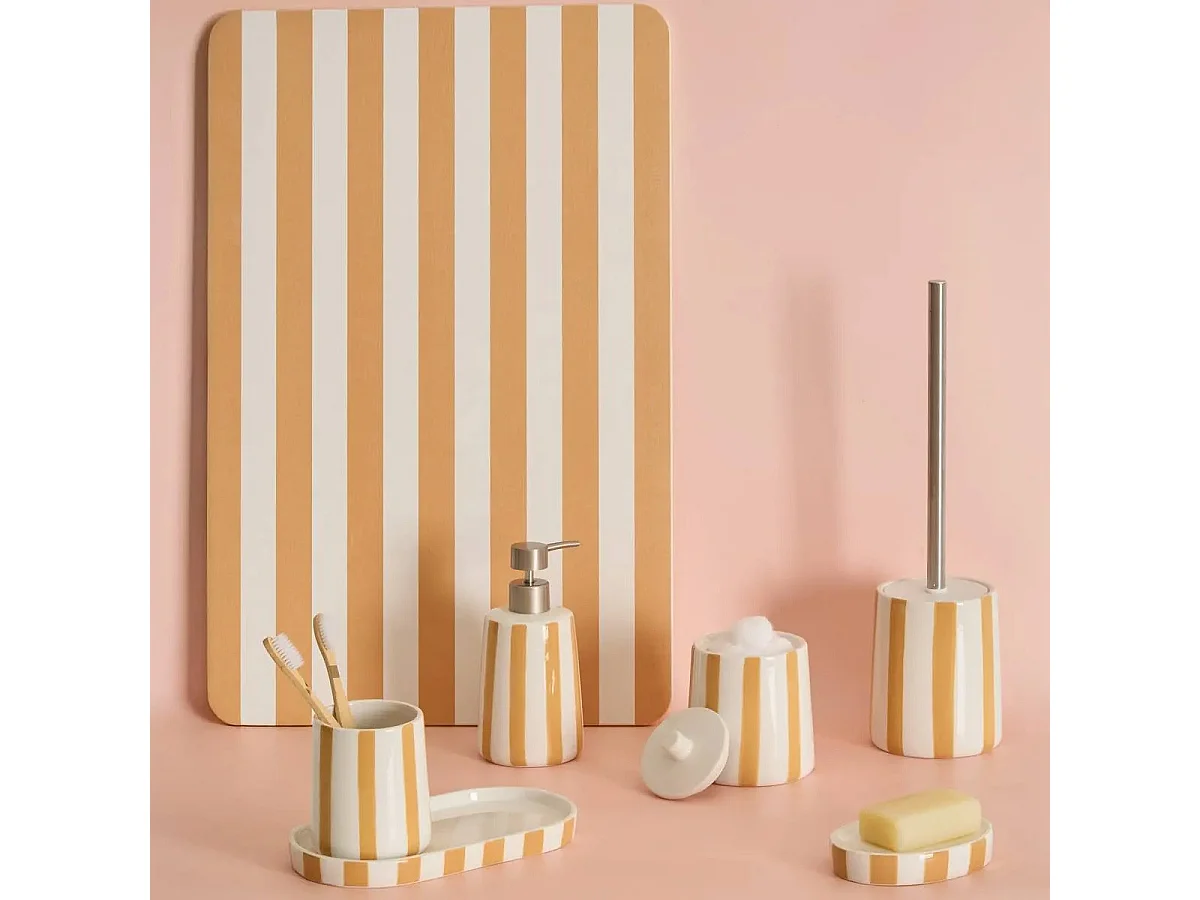 Distributeur de Savon en Céramique "Strio" 17cm Jaune