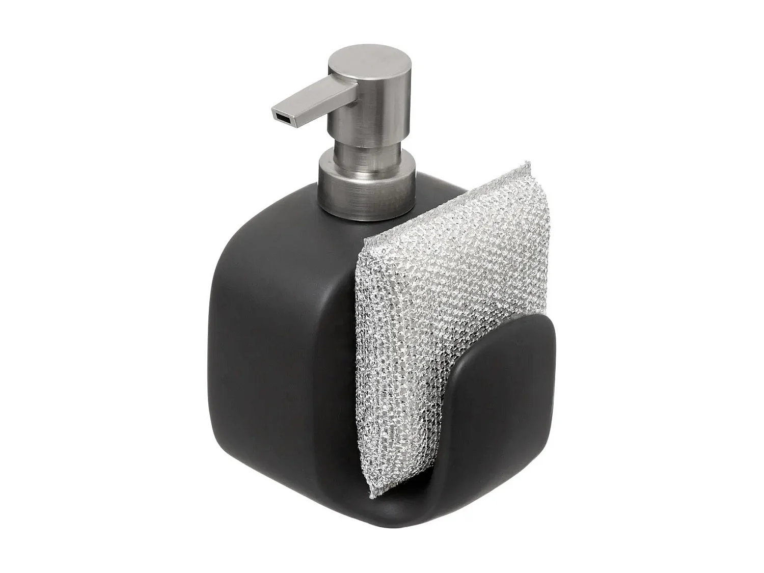 Distributeur de Savon en Céramique "Porte-Éponge" 15cm Noir