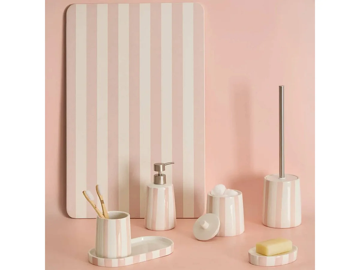 Distributeur de Savon en Céramique "Strio" 17cm Rose