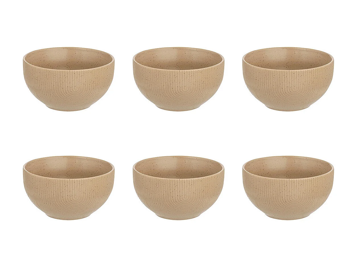 Lot de 6 Bols en Céramique "Lya" 60cl Taupe