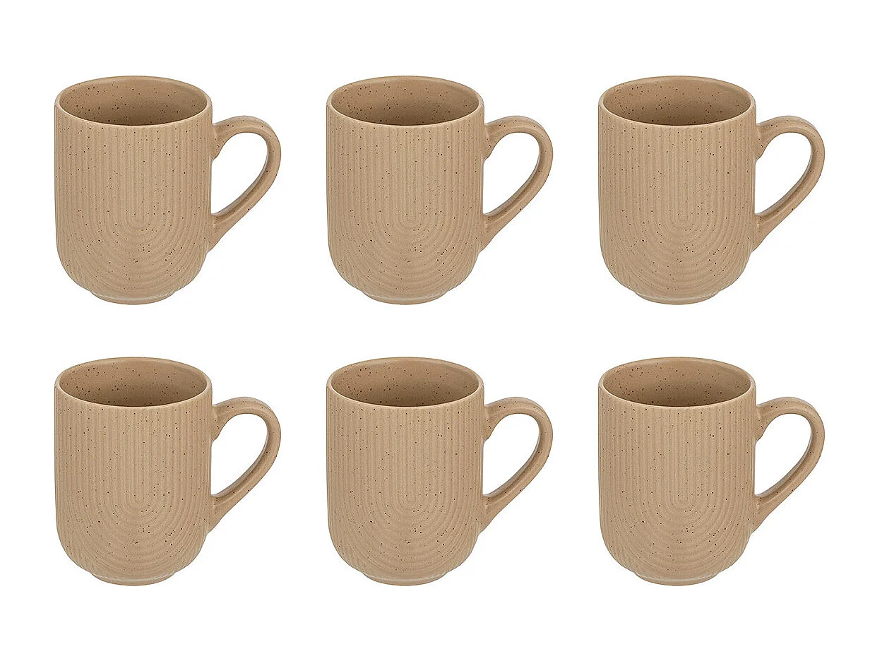 Lot de 6 Mugs en Céramique "Lya" 30cl Taupe