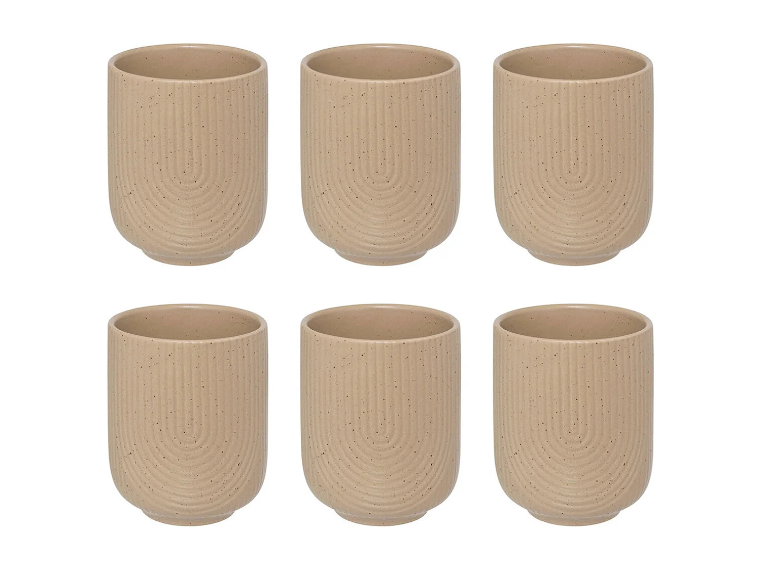 Lot de 6 Tasses en Céramique "Lya" 19cl Taupe