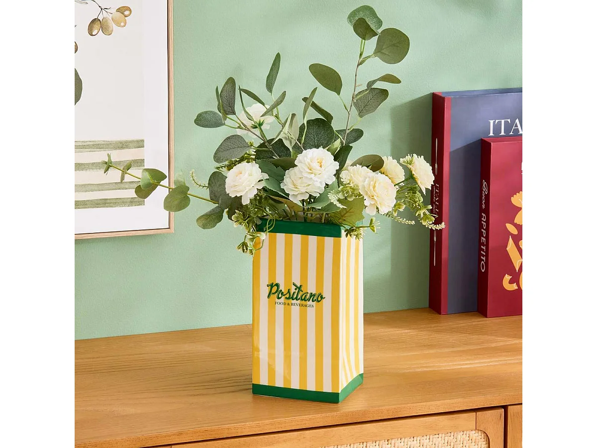 Vase Déco en Céramique "Positano" 22cm Jaune