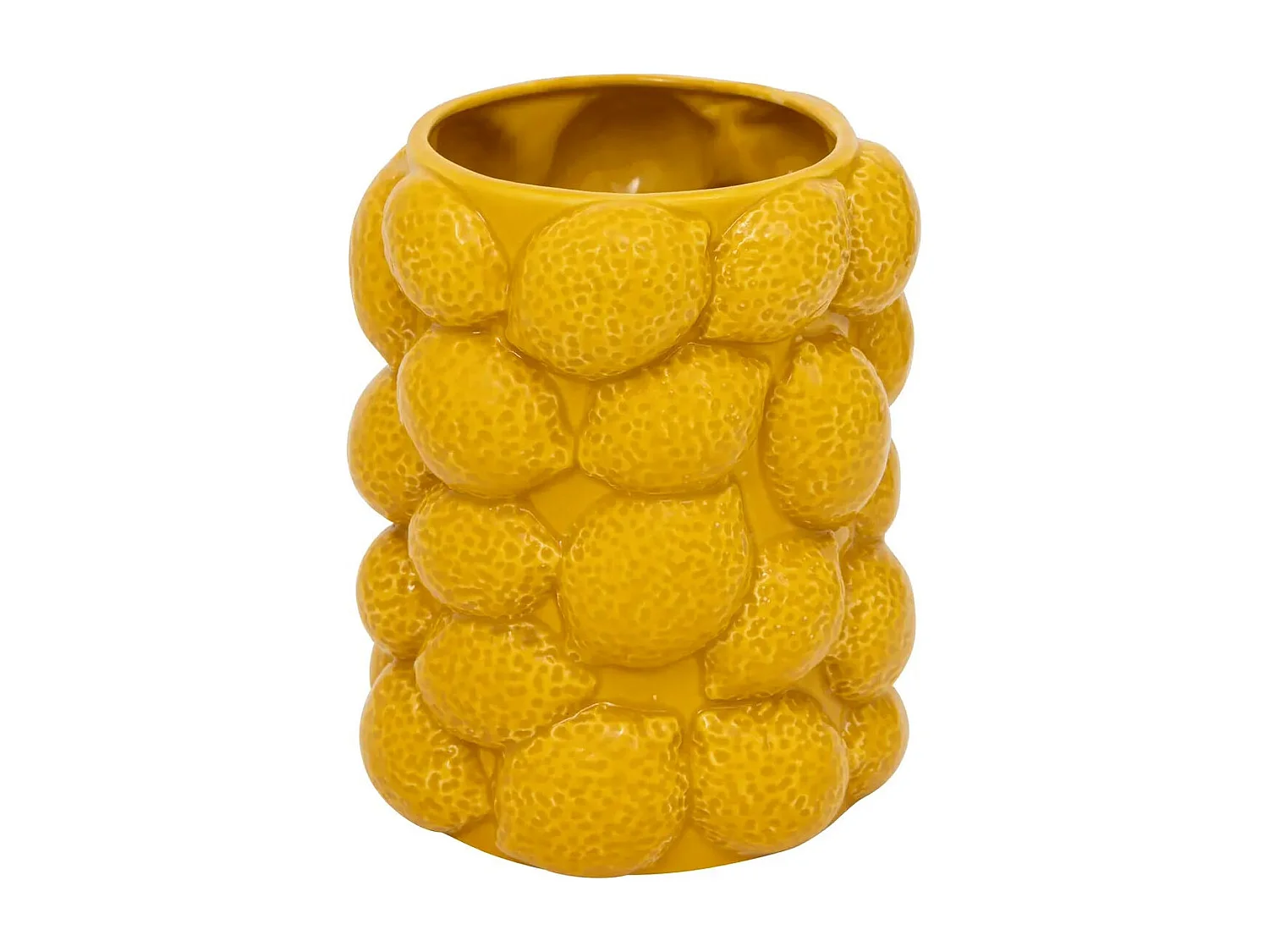 Vase Citron en Céramique "Yucatan" 18cm Jaune