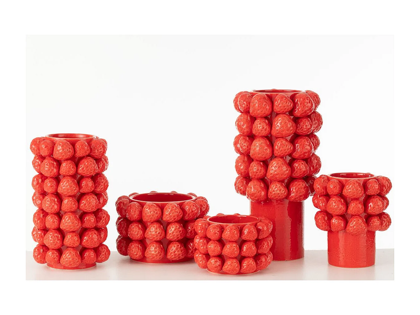 Vase Déco en Céramique "Fraise" 26cm Rouge