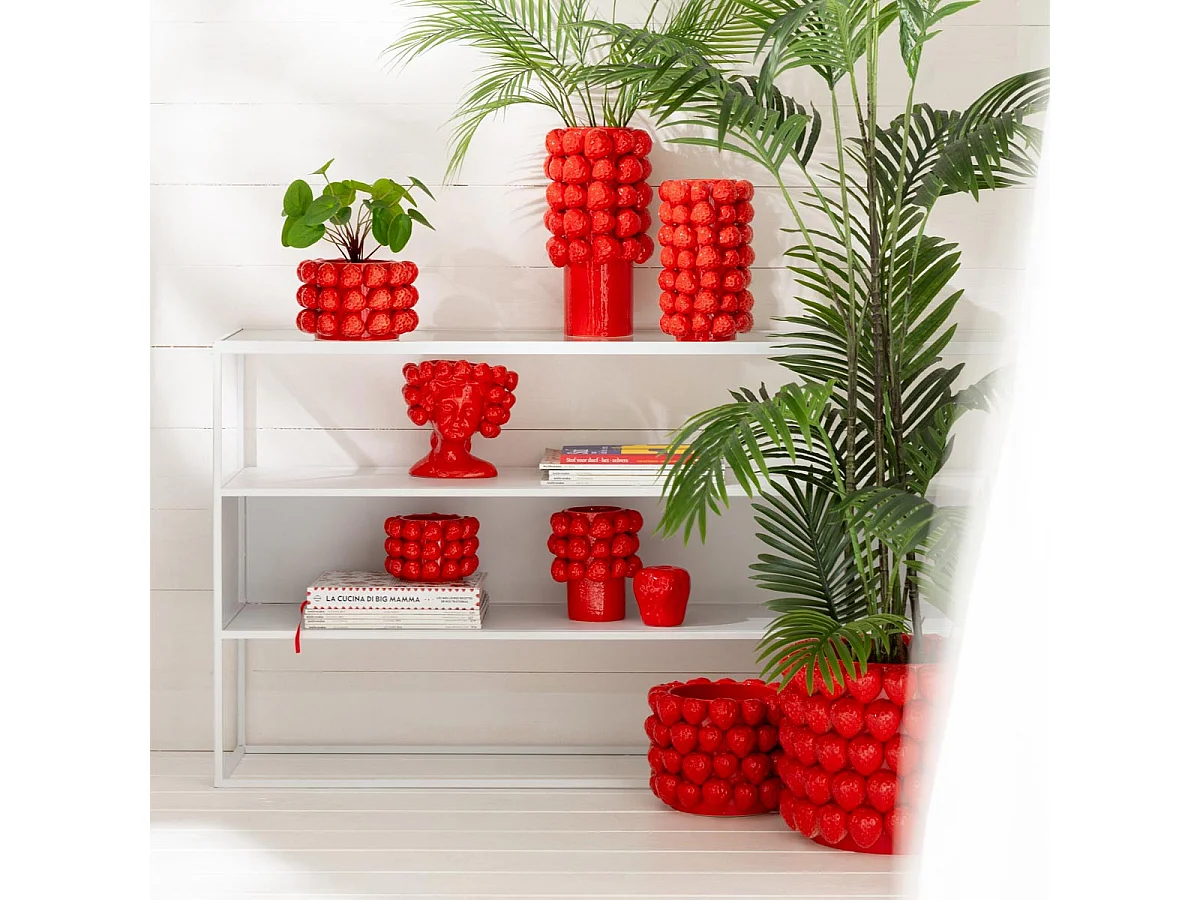 Vase Déco en Céramique "Fraise" 26cm Rouge