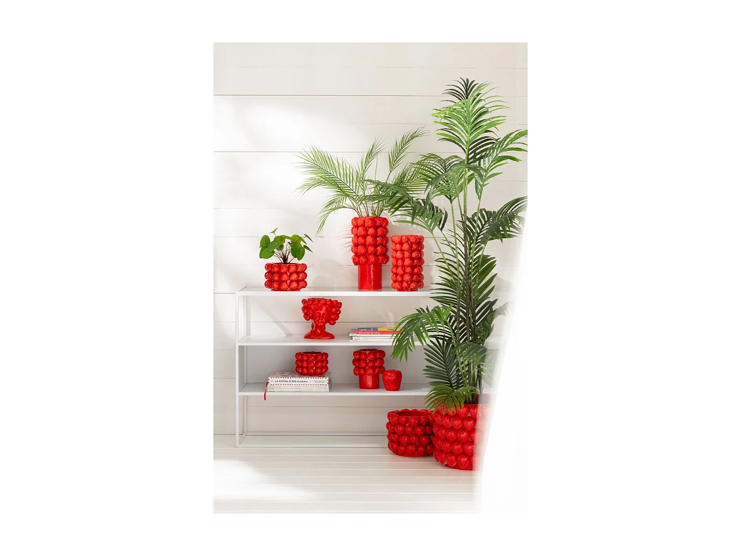 Vase Déco en Céramique "Fraise" 26cm Rouge
