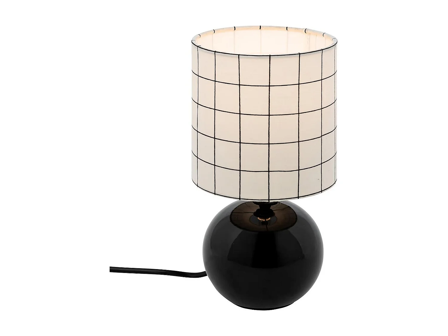 Lampe à Poser Céramique "Boule" 25cm Noir Imprimé