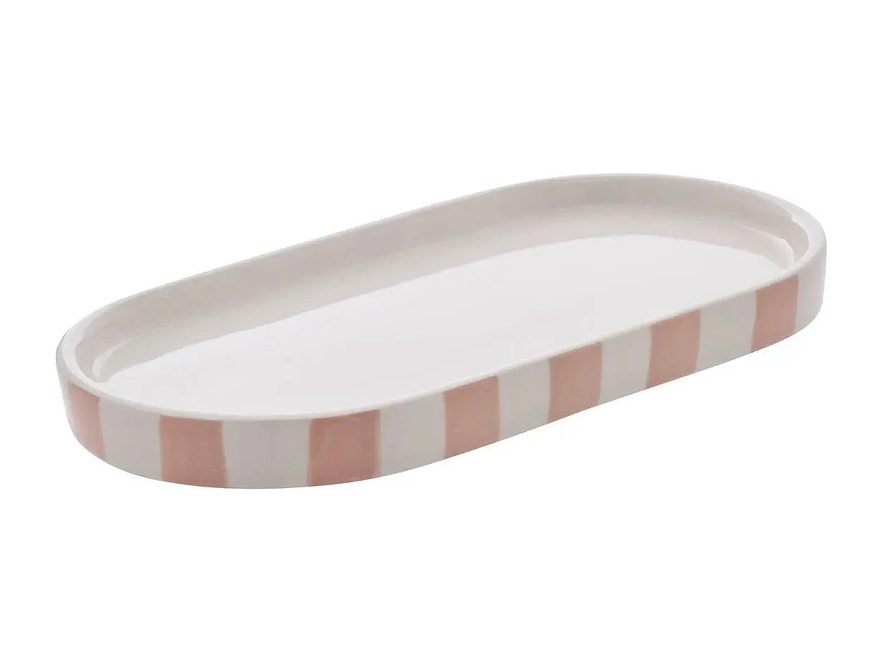 Plateau de Salle de Bain en Céramique "Strio" 23cm Rose