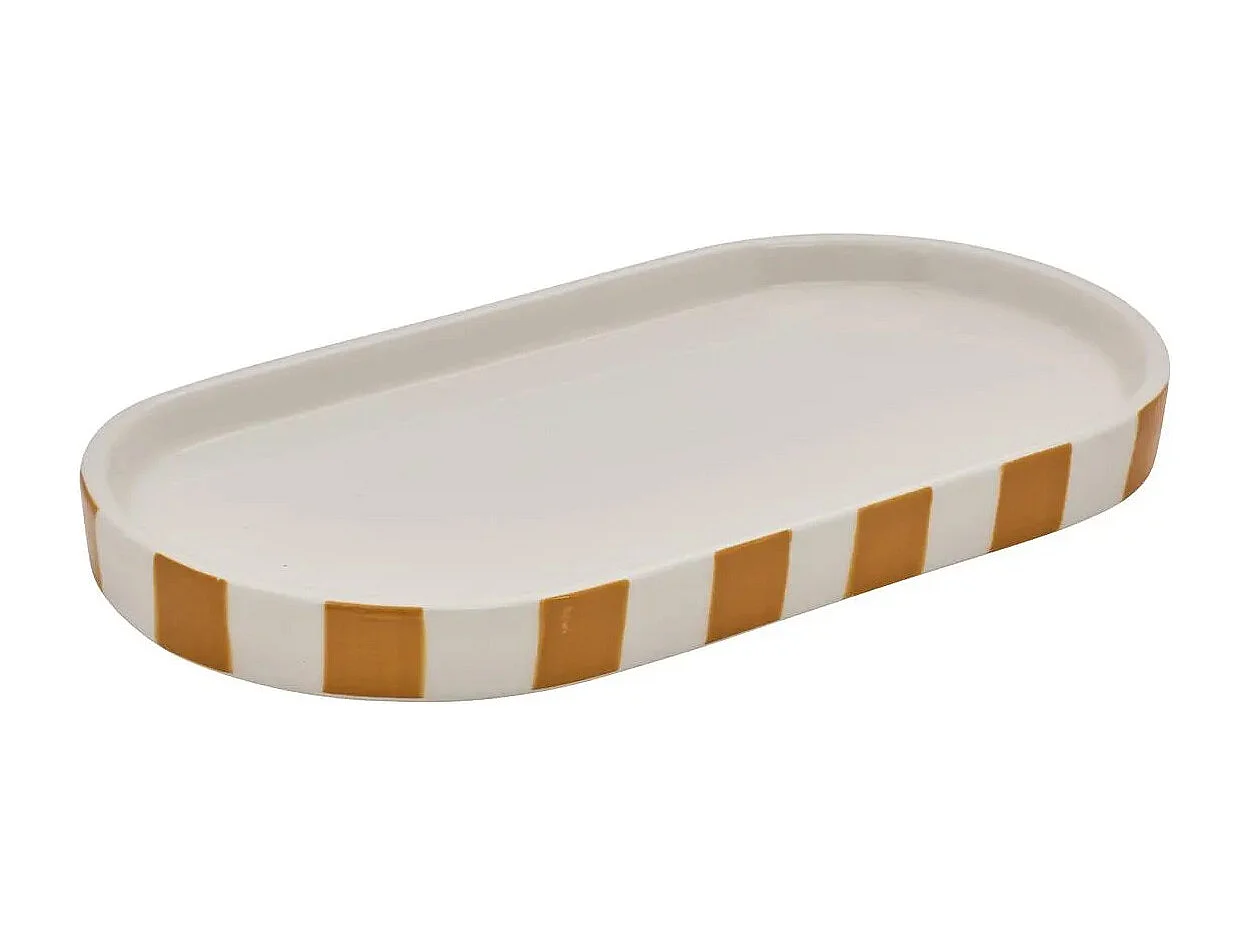 Plateau de Salle de Bain en Céramique "Strio" 23cm Jaune