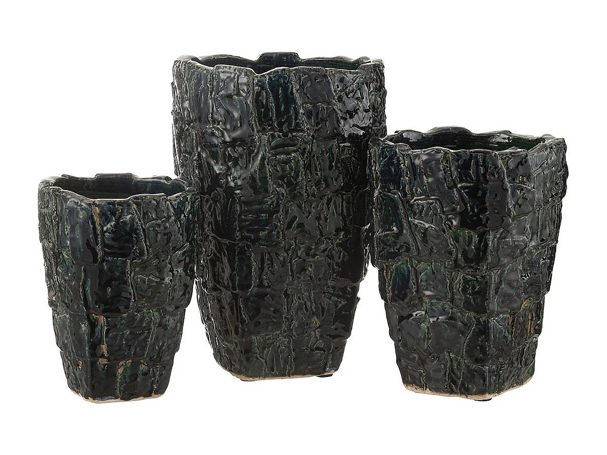 Vase Design en Céramique "Akane" 36cm Vert Pétrole