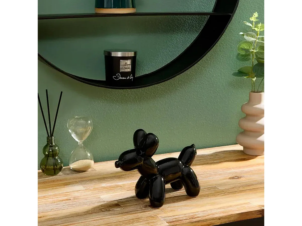 Statuette Déco Chien en Céramique "Théo" 19cm Noir